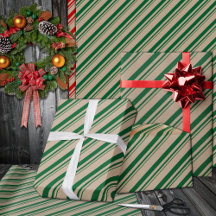 Rustikale Kraft Forest Green Candy Stripes Holiday
