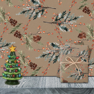 Rustikale Kraft für den Winter Geschenkpapier Set