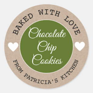 Rustikale Kraft gebacken mit Liebe Choco Cookies G Runder Aufkleber