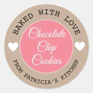 Rustikale Kraft gebacken mit Liebe Choco Cookies R Runder Aufkleber
