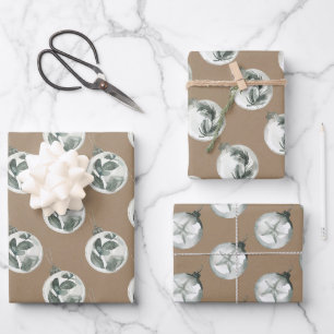 Rustikale Kraft Glass Ball Holiday Ornaments Geschenkpapier Set