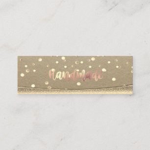 Rustikale Kraft, Gold Confetti, handgefertigt Mini Visitenkarte