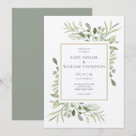 Rustikale Kraft Greenery Blätter Wedding Einladung