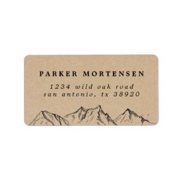 Rustikale Kraft Handgezeichnet Berge Adressaufkleber