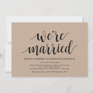 Rustikale Kraft Hochzeits-Elopement-Empfangs-Einla Einladung