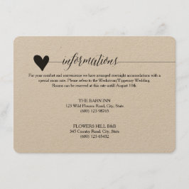 Rustikale Kraft Hochzeitsabdeckung, Herzkalligrafi Begleitkarte