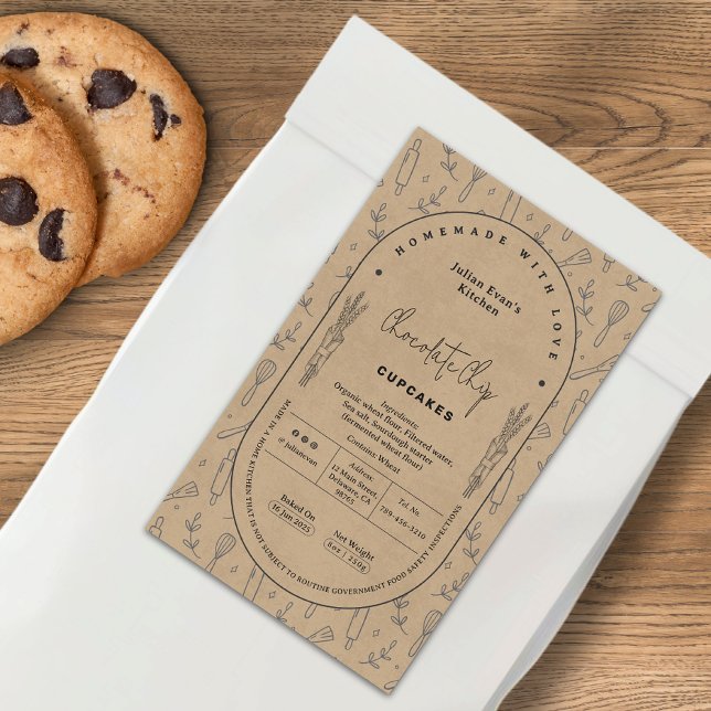 Rustikale Kraft-Hütte Rechteckiger Aufkleber (Rustic Kraft Homemade Bakery Cottage Law Label)