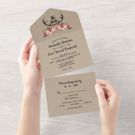 Rustikale Kraft-Jagd ist über Hochzeit All In One Einladung