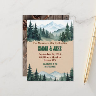 Rustikale Kraft-Kiefernwald-Hochzeitskollektion Postkarte