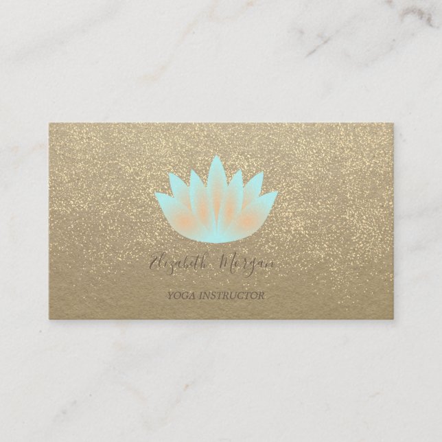 Rustikale Kraft, Lotus, Gold Confetti Yoga Instruc Visitenkarte (Vorderseite)