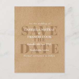 Rustikale Kraft-Moderne elegante Chic-Hochzeitsein Postkarte