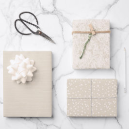 Rustikale Kraft neutrale Beige Elfenbeinküste Mode Geschenkpapier Set