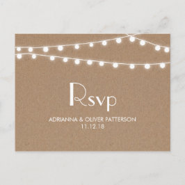 Rustikale Kraft Paper String Lights Wedding RSVP Einladungspostkarte
