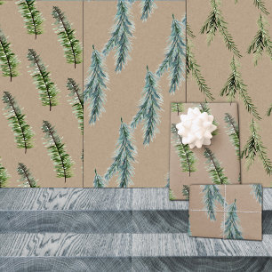 Rustikale Kraft-Papier-Winterholz-Zweigstellen Geschenkpapier Set