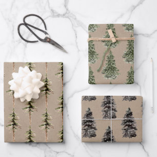 Rustikale Kraft Papier WinterwaldflächeBäume II