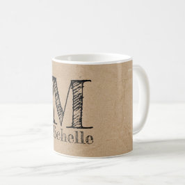 Rustikale Kraft-Papierschau-Monogramm Kaffeetasse