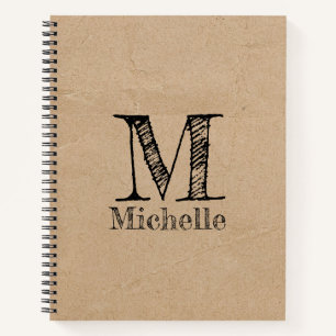 Rustikale Kraft-Papierschau-Monogramm Notizbuch