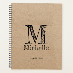 Rustikale Kraft-Papierschau-Monogramm Planer