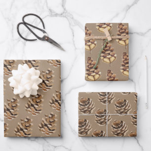Rustikale Kraft Pine Cones Wrapping Paper Sheets Geschenkpapier Set