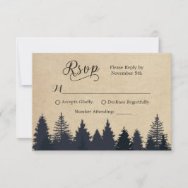Rustikale Kraft Pine Trees Winter Wedding UAWG RSVP Karte