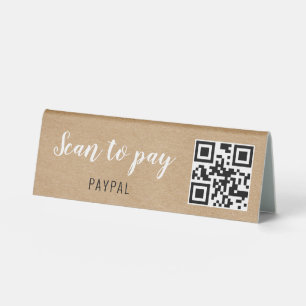 Rustikale Kraft QR-Code-Scan zum Bezahlen Unterneh Tischaufsteller