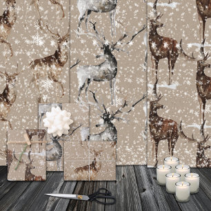 Rustikale Kraft-Rentierfräsen Große Antler Geschenkpapier Set