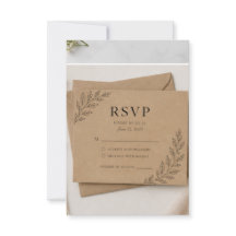 Rustikale Kraft-RSVP-Karte, Boho-Hochzeitsantwortk