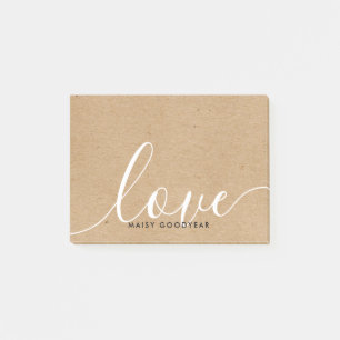 Rustikale Kraft Schrift Liebe Personalisierter Nam Post-it Klebezettel