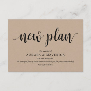 Rustikale Kraft, schwarz, Hochzeitverschiebung, be Begleitkarte
