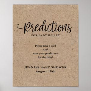 Rustikale Kraft Script Predication Card Display Poster
