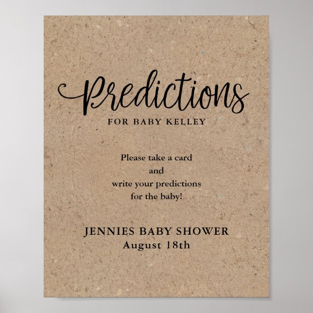 Rustikale Kraft Script Predication Card Display Poster (Vorne)