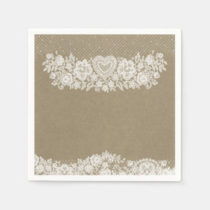 Rustikale Kraft & Spitze Landhaus Barn Chic Serviette