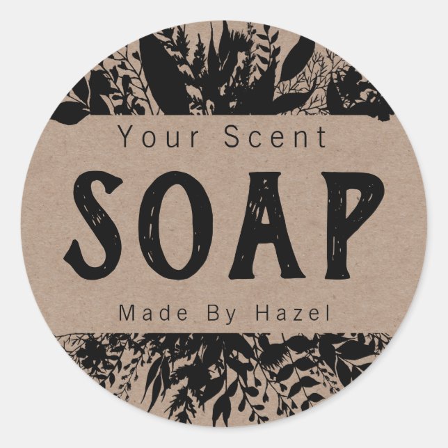 Rustikale Kraft- und Black-Soap-Etiketten Runder Aufkleber (Vorderseite)