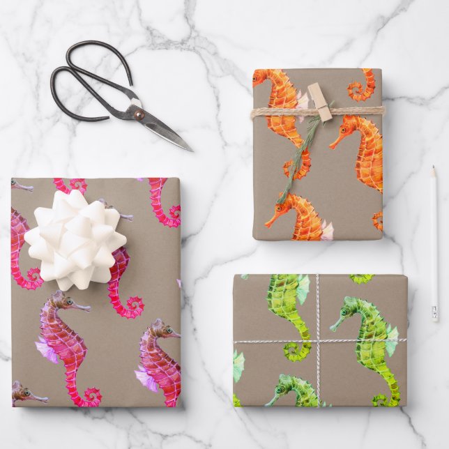 Rustikale Kraft Unterwasser-Farbenspiele Geschenkpapier Set (Vorderseite)