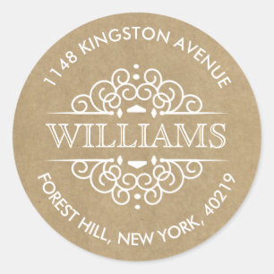 Rustikale Kraft-Verzierte Wirbel Benutzerdefiniert Runder Aufkleber