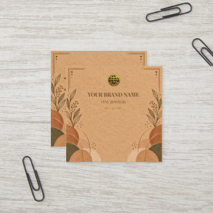 Rustikale Kraftpapier-Boho-Quadrat-Halskettenkarte Quadratische Visitenkarte