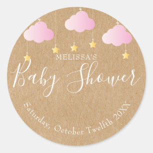 Rustikale Kraftpapier-Twinkle-Twinkle-Baby-Party i Runder Aufkleber