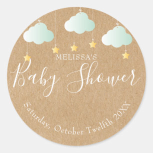 Rustikale Kraftpapier-Twinkle-Twinkle-Baby-Party Runder Aufkleber