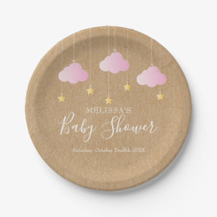 Rustikale Kraftpapier-Zwinker-Zwinker-Babyparty Ro Pappteller