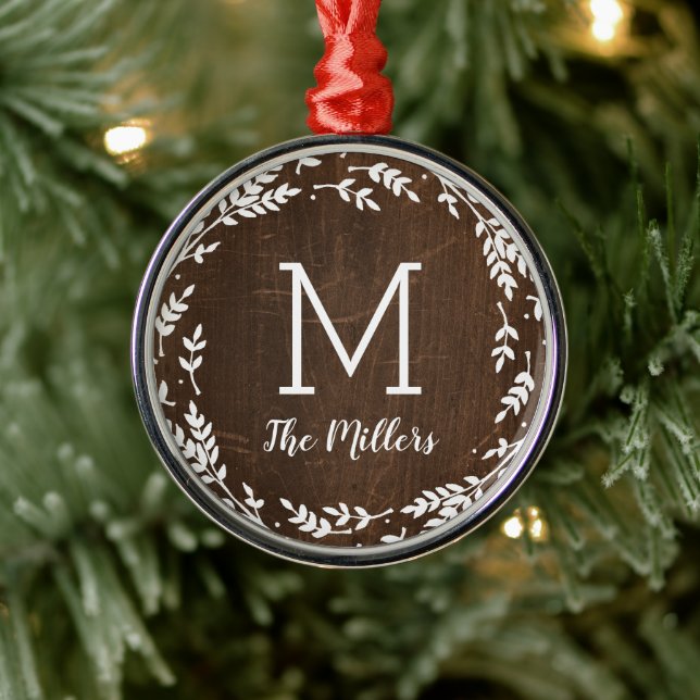 Rustikale Kräne Imitate Monogramm aus der Holzfami Ornament Aus Metall (Baum)