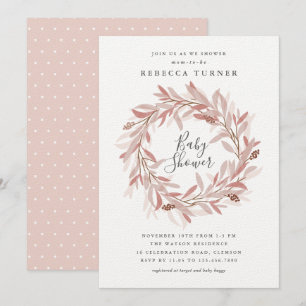 Rustikale Kranz-Babydusche Einladung