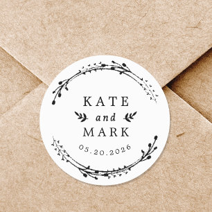 Rustikale Kranzhochzeit rettet das Datum Runder Aufkleber