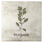 Rustikale Kräuter Oregano Bauernhof Fliese<br><div class="desc">Oregano Kräuter auf einem rustikalen Hintergrund. Einfaches Skript. Die Keramik wurde mit einer einfachen Aquarellgrafik aus diesem Bauernhof hergestellt.</div>