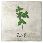Rustikale Kräuterbasil Bauernhof Fliese<br><div class="desc">Basilikum Kräuter auf einem rustikalen Hintergrund. Einfaches Skript. Die Keramik wurde mit einer einfachen Aquarellgrafik aus diesem Bauernhof hergestellt.</div>