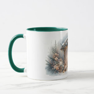 Rustikale Krippe mit Winter Florals Tasse
