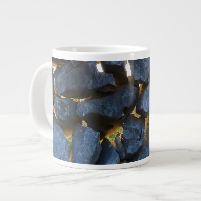 Rustikale kroatische Stone Wall Fotografie Jumbo-Tasse (Vorderseite Links)