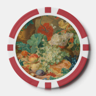 Rustikale Küchenkunst Vintage Früchte Blumen Druck Pokerchips