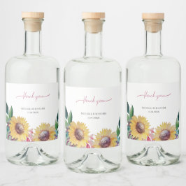 Rustikale künstlerische Sonnenblumen Kunst, Dichtu Alkoholflaschenetikett