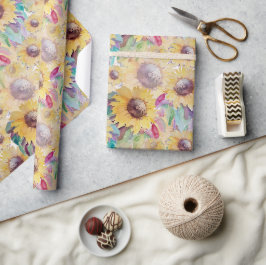 Rustikale künstlerische Sonnenblumen Kunst, Dichtu Geschenkpapier