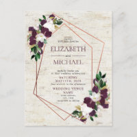 Rustikale Kupfer Geometric Burgundy Postcard Weddi